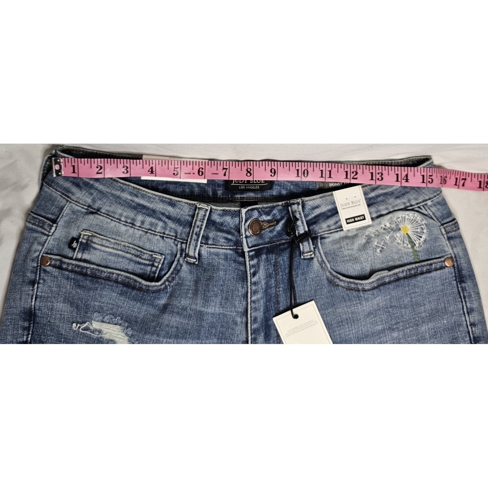 NWT Judy Blue Dandelion Skinny High Waisted Medium Blue size 11W - Picture 5 of 7